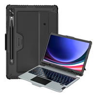 Multi-Angle Bluetooth Trackpad Backlit Heavy Duty Keyboard Case for Samsung Galaxy Tab S9 Plus & S9 FE Plus & S10 Plus 12.4" 2023/2024 - KIBO