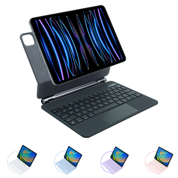 Magic Magnetic Floating Trackpad Wireless 7 Multi-Color Backlit Keyboard Case for Apple iPad Pro 12.9" 3rd/4/5/6th & Air 13” M2/M3 (2024/2025) - KIBO