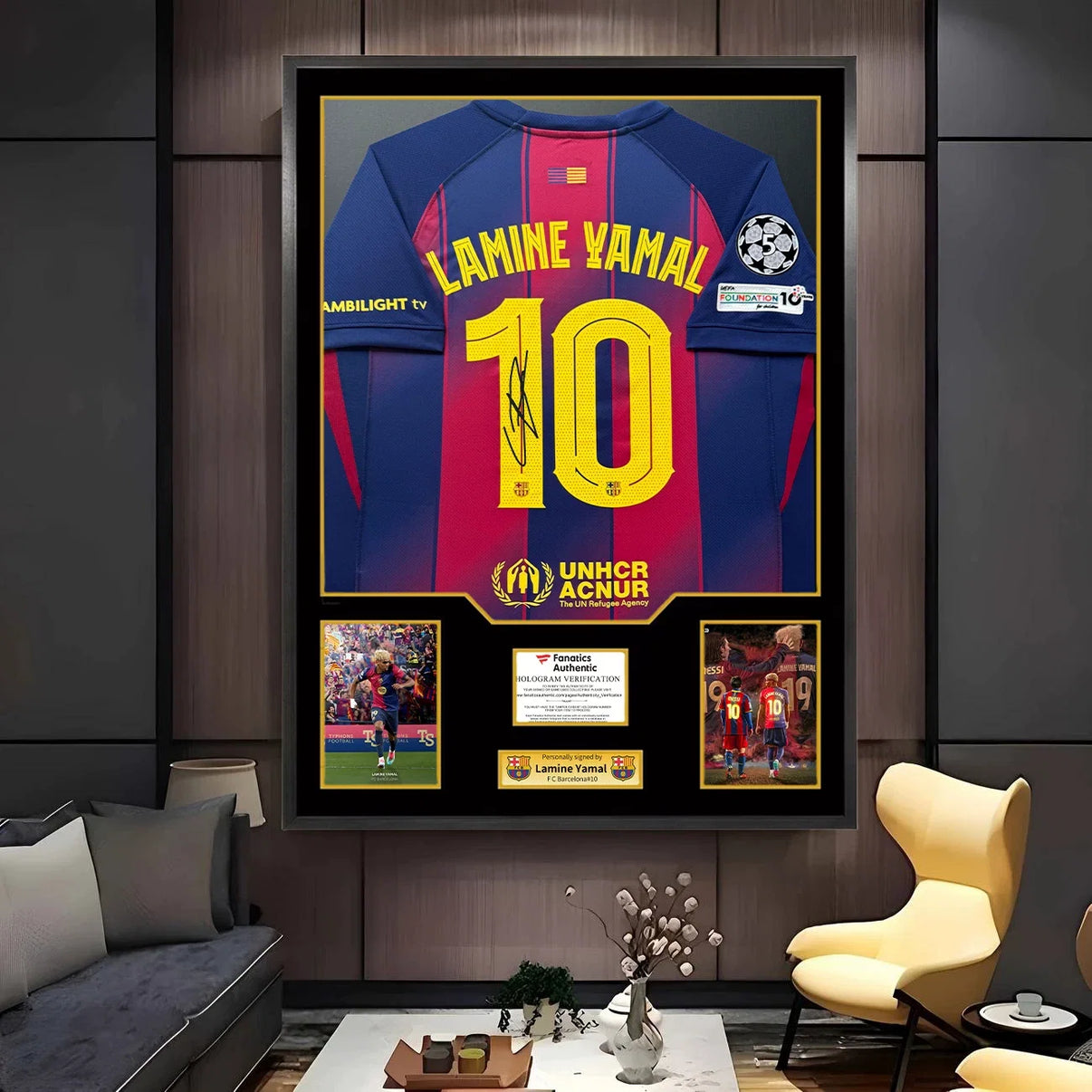 Lamine Yamal FC Barcelona Framed Jersey Display (60×80cm) – Facsimile Signature Edition - i-Station Mobile Phone & Electronic Device Repair and Accessories