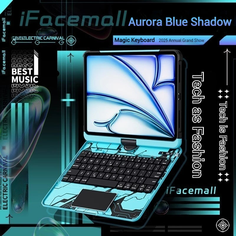 Apple iPad Air 4/5 10.9'' 4/5th Gen (2020/2022) - 180 Degree Rotation Magic Cyberpunk Style Transparent Keyboard Case - i-Station Mobile Phone & Electronic Device Repair and Accessories